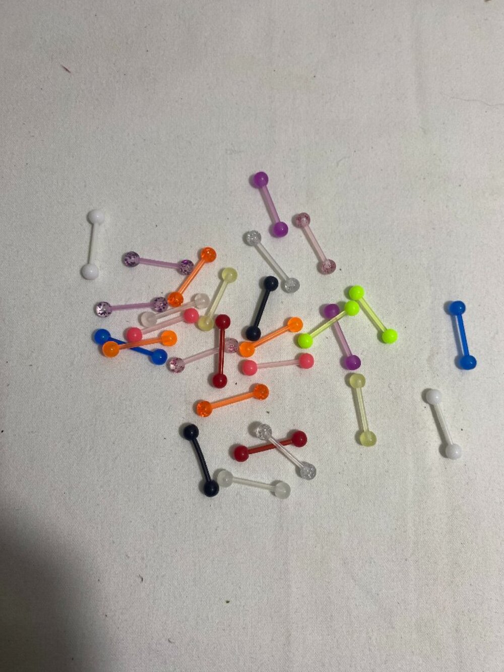 Lot of 28 Acrylic Nipple Barbells Body Jewelry Mixed Colors 14G 1/2" UV Glow